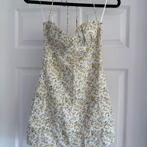 NWT PRINCESS POLLY Acer Yellow Foral Halter Mini Dress 2 - Picture 5 of 14